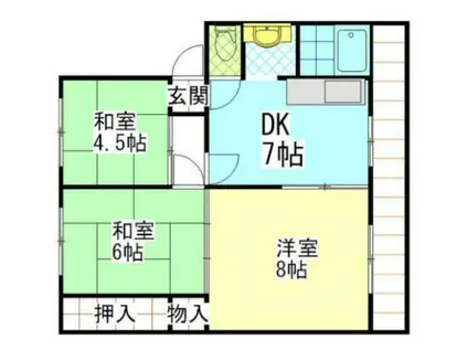エバーライフ花ヶ島(3DK/1階)の間取り写真