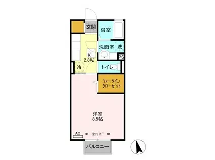 アンテナート(1K/1階)の間取り写真