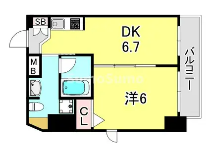 クオリス神戸本山レジデンス(1DK/5階)の間取り写真