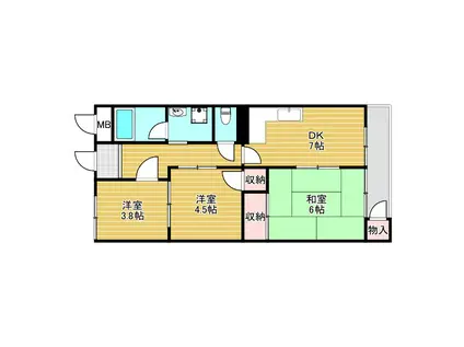 第2尾形マンション(3DK/2階)の間取り写真