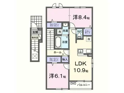 ハレレアI(2LDK/2階)の間取り写真