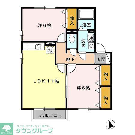 MJフォレストB(2LDK/2階)の間取り写真