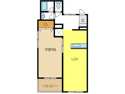 新宿ビル(1LDK/3階)の間取り写真