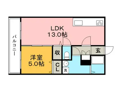 組坂ビル9(1LDK/1階)の間取り写真