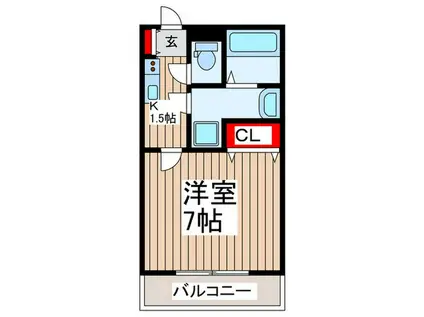 狭山市入間川3丁目アパート(1K/2階)の間取り写真