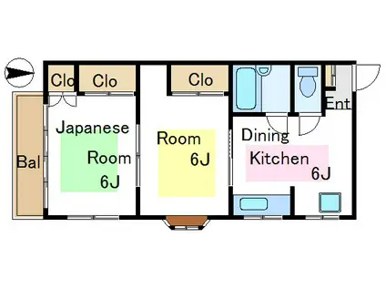 境川フラット(2DK/2階)の間取り写真