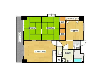 イエローマンション小倉(3LDK/11階)の間取り写真