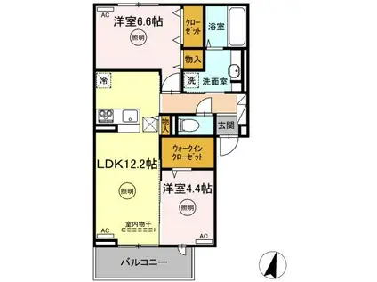 D-ROOM春日 B棟(2LDK/1階)の間取り写真