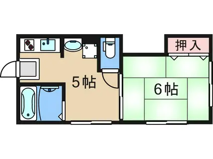 朝岡マンション(1DK/2階)の間取り写真