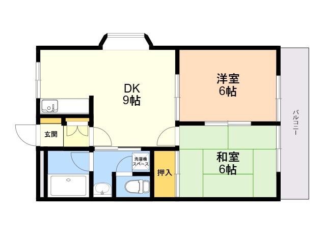 コーポイマージュA棟(2DK/2階)の間取り写真