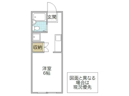 クアトロ B(ワンルーム/1階)の間取り写真