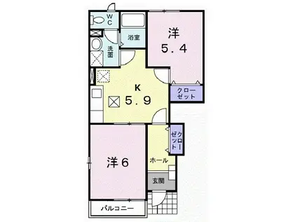 サンフラワー・ヒルズA(2K/1階)の間取り写真