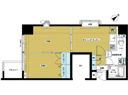 トーシンフェニックス日本橋イースト(2DK/8階)の間取り写真