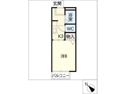 コーポくまばり(1K/2階)の間取り写真