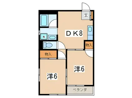 リリーオブザバレ-(2DK/3階)の間取り写真