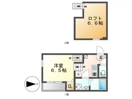 ハーモニーテラス白子町(1K/1階)の間取り写真