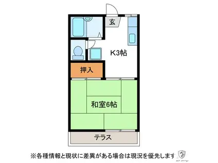 フォーブルイワイB(1K/1階)の間取り写真