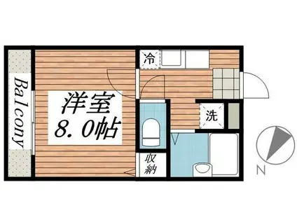 ウエスト WOOD(1K/2階)の間取り写真