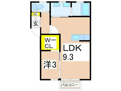 グレイス宮之城 A棟(1LDK/2階)の間取り写真