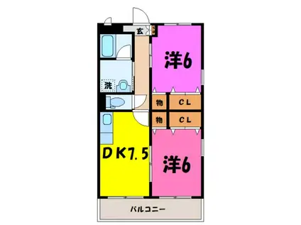 サンハイツKAMEYA(2DK/3階)の間取り写真