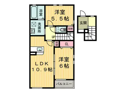 コスモスII(2LDK/2階)の間取り写真