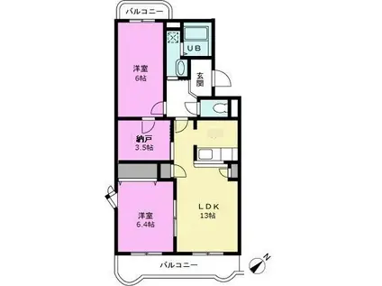 ラ・コンセール(2SLDK/4階)の間取り写真