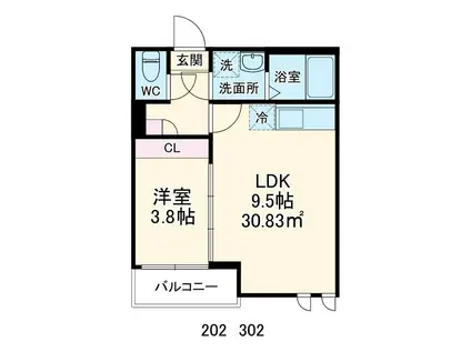 ボヌールメゾン川口元郷(1LDK/3階)の間取り写真