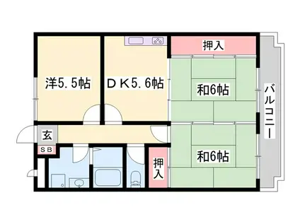 エンセントメゾン(3DK/1階)の間取り写真