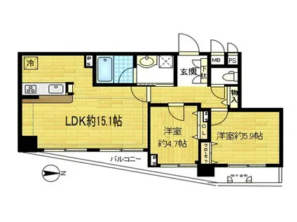 エスタシオン高円寺(2LDK/4階)の間取り写真