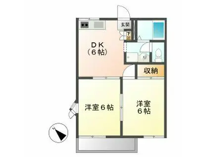 ドミール長久手(2DK/2階)の間取り写真