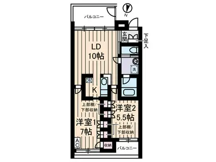 ドルフイースト(2LDK/3階)の間取り写真