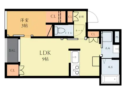 クラウンコート出水(1LDK/2階)の間取り写真