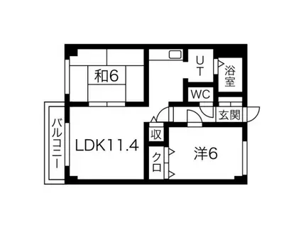 ラムセス南郷(2LDK/2階)の間取り写真