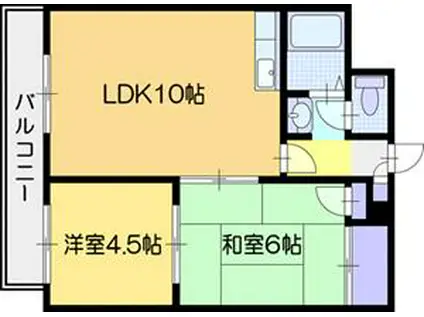 こりんごハイツC(2LDK/2階)の間取り写真