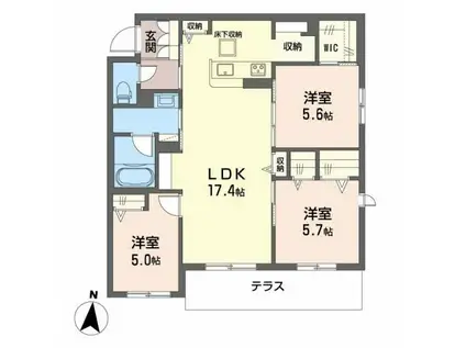 アゼリアKIT(3LDK/1階)の間取り写真