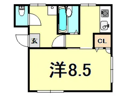 シャトー大物(1K/1階)の間取り写真