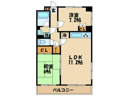ローズマンション白糸台第3(2LDK/3階)の間取り写真