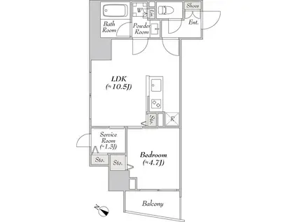 LUMIEC KITASHINAGAWA ルミーク北品川(1SLDK/3階)の間取り写真