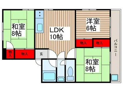 ハイライフみのり台(3LDK/3階)の間取り写真