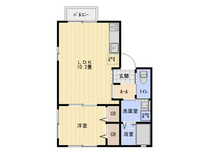 LUZ DEL SOL(1LDK/2階)の間取り写真