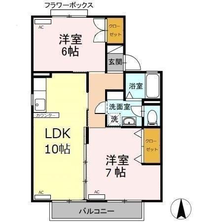 セジュールエイトB(2LDK/2階)の間取り写真