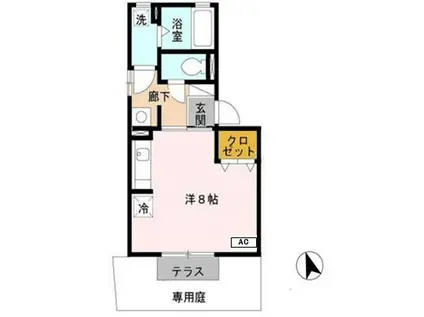 テラー・ウエスト新芦屋(ワンルーム/2階)の間取り写真