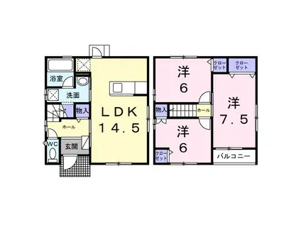 DUO柚木A(3LDK/1階)の間取り写真