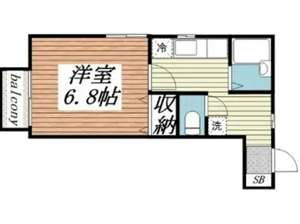 メゾンウエストリバー(1K/2階)の間取り写真