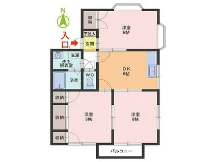 LLハイム2(3DK/2階)の間取り写真