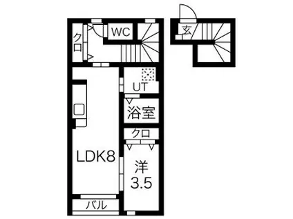 オーズコート(1LDK/2階)の間取り写真