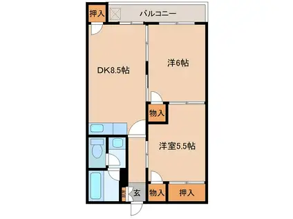 ロイヤルハイツ宏和I(2DK/2階)の間取り写真