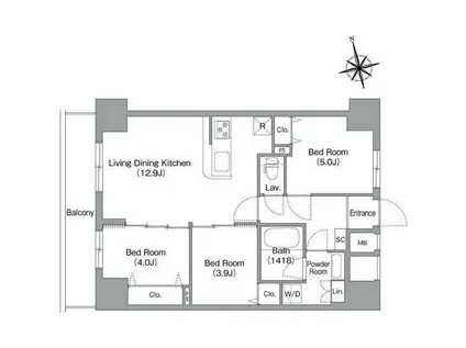 コンフォリア・リヴ南砂町イースト(3LDK/3階)の間取り写真