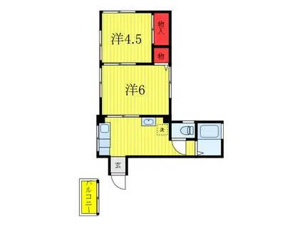 東京ハイツ(2K/2階)の間取り写真