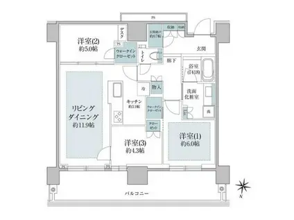 プラウドタワー目黒MARC(3SLDK/29階)の間取り写真